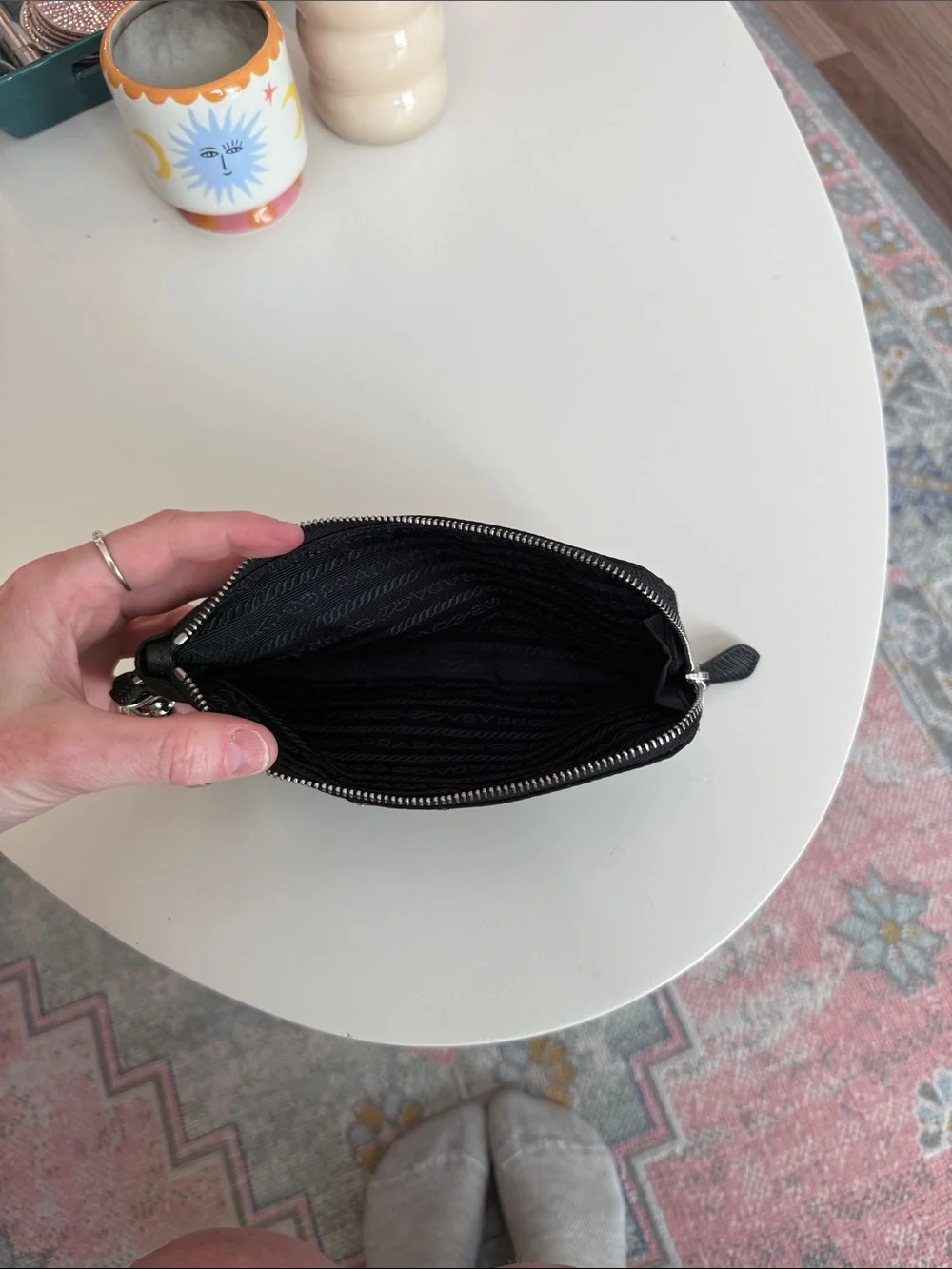 Prada Black Nylon Zip Wristlet / Pouch Wallet